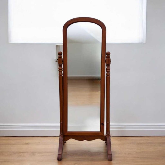 Vintage Cheval Floor Mirror With Adjustable Wood Frame For Sale - Image 14 of 14