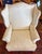 Hickory Chair Co White Wingback with Matching ottoman. Chippendale style legs, tone-on-tone needlework floral design...