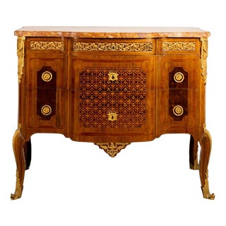 Napoleon III Style Chest of Drawers with Gilded Bronze Inlays and Applications, France, 19th Century For Sale