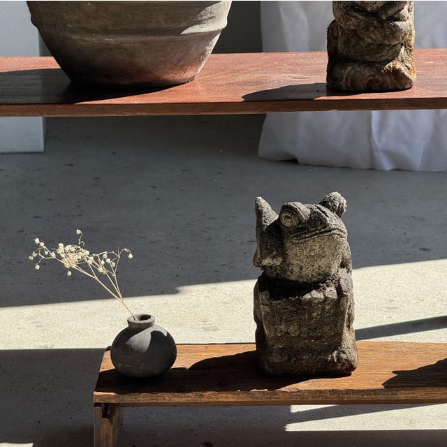 Small Balinese Limestone Frog Sculpture with Metallophone For Sale - Image 5 of 17