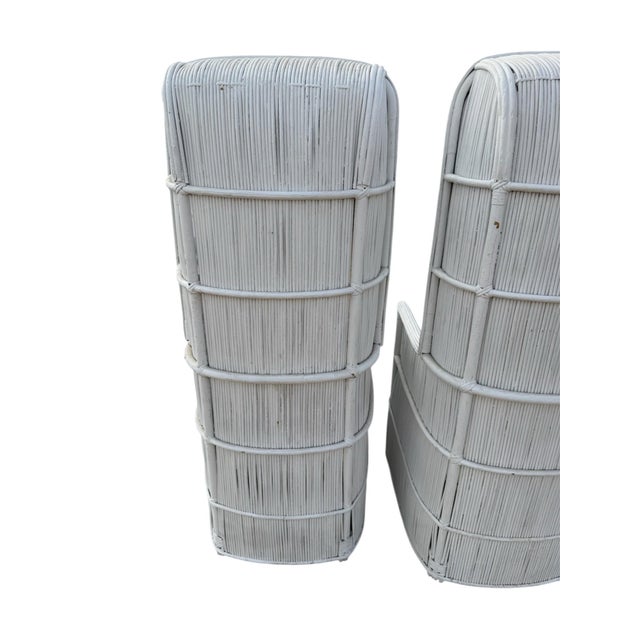 Pair of Vintage White Rattan Canopy Chairs For Sale - Image 6 of 11