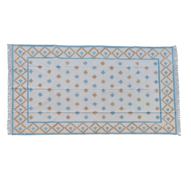 Handmade Cotton Star and Gingham Rug For Sale - Image 9 of 11
