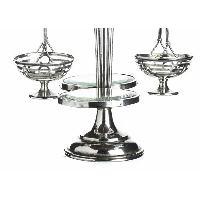 Art deco silver table center in silver with relief and pierced decoration with central body with two removable baskets and...