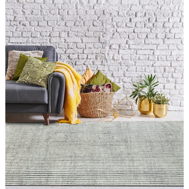 2020s 8x10 Graceful Vibrant Ivory Geometric Modern Hand Knotted Wool Carpet Rug For Sale - Image 5 of 5