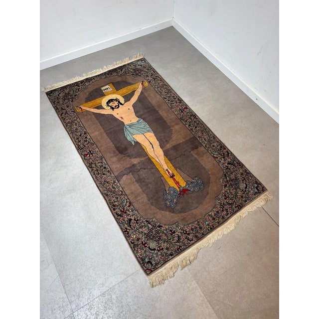 Semi-Antique Tabriz Pictorial Rug For Sale - Image 5 of 5