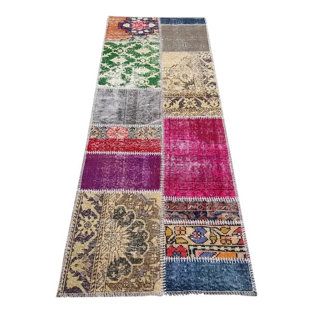 Oushak Vintage Handknotted Hallway Runner For Sale