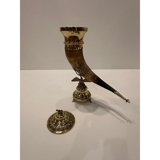 19th Century Horn & Brass Covered Trophy Cup Accessory For Sale - Image 10 of 12