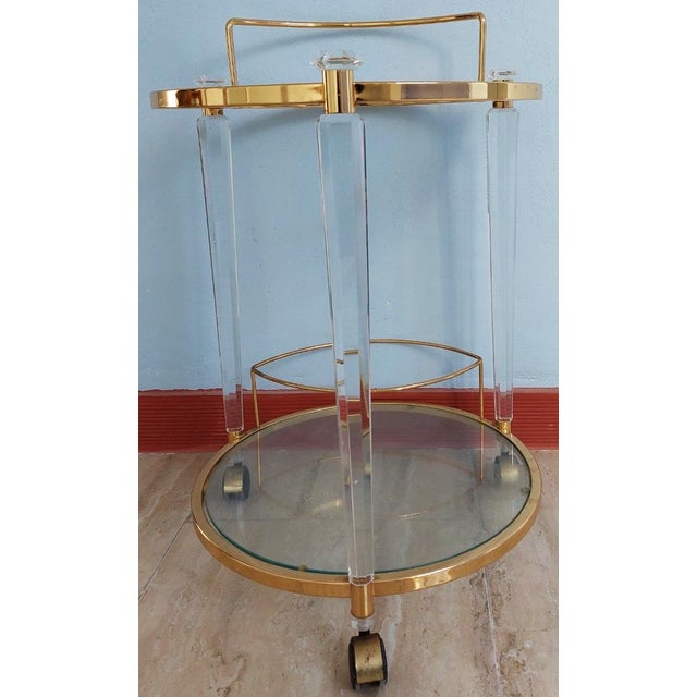 Vintage Drinks Trolley in Glass, 1970s For Sale - Image 6 of 8