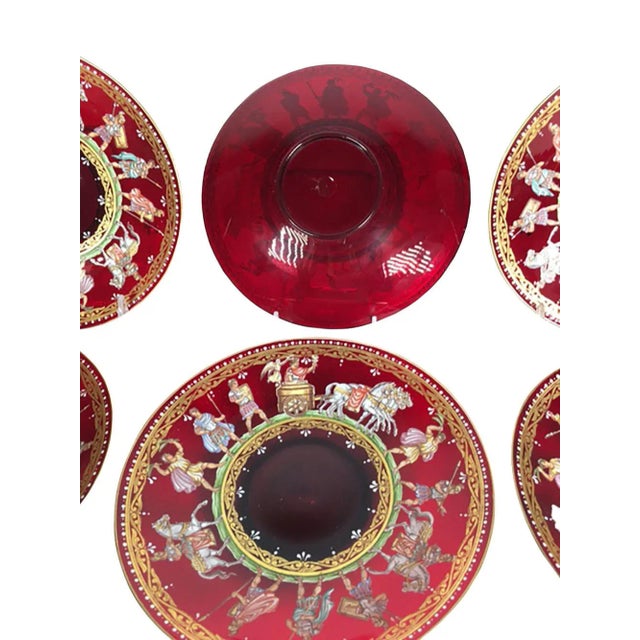 19th Century Red Transparent Venetian Glass Plates - Set of 6 For Sale - Image 4 of 6