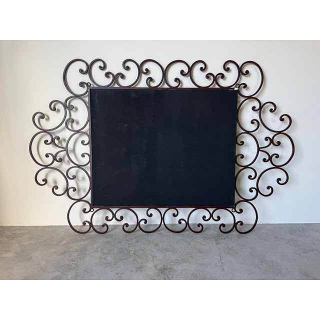 Large- Vintage Hollywood Regency Style Ornate Iron Wall Mirror For Sale - Image 12 of 12