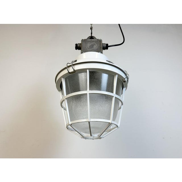 Industrial White Factory Light with Plastic Grid from Elektrosvit, 1990s For Sale - Image 11 of 17