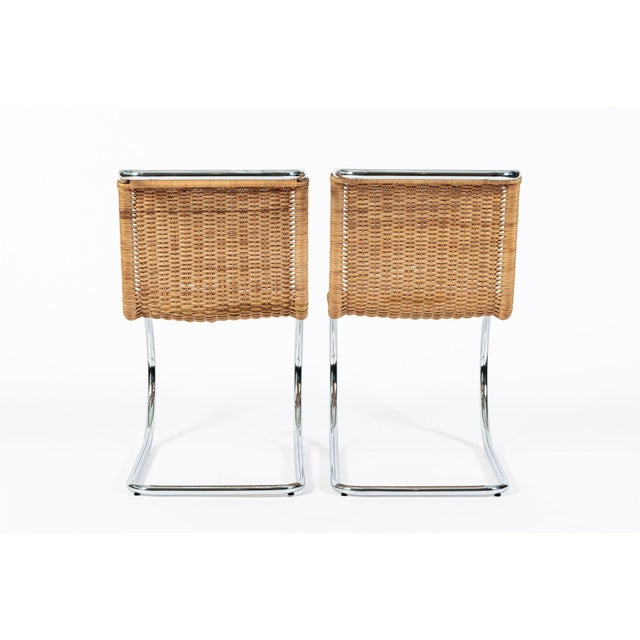 1970s Mies Van Der Rohe Mr10 Cane and Chrome Cantilever Dining Chairs for Stendig, Bauhaus Pair For Sale - Image 5 of 18