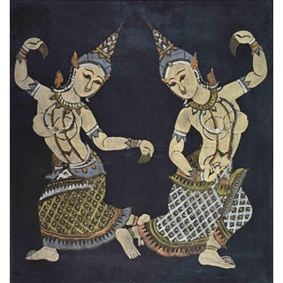 Couple of Thai Dancers, Mixed Media, Early 20th Century For Sale