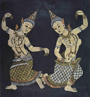 Couple of Thai Dancers, Mixed Media, Early 20th Century