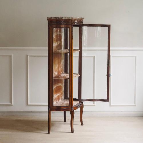 Tall Louis XV Style Display Cabinet with Marble Top, France, 1900s For Sale - Image 12 of 18