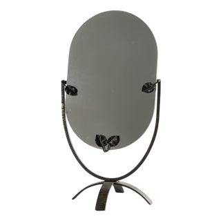 Art Deco Wrought Iron Table Mirror, 1930s For Sale