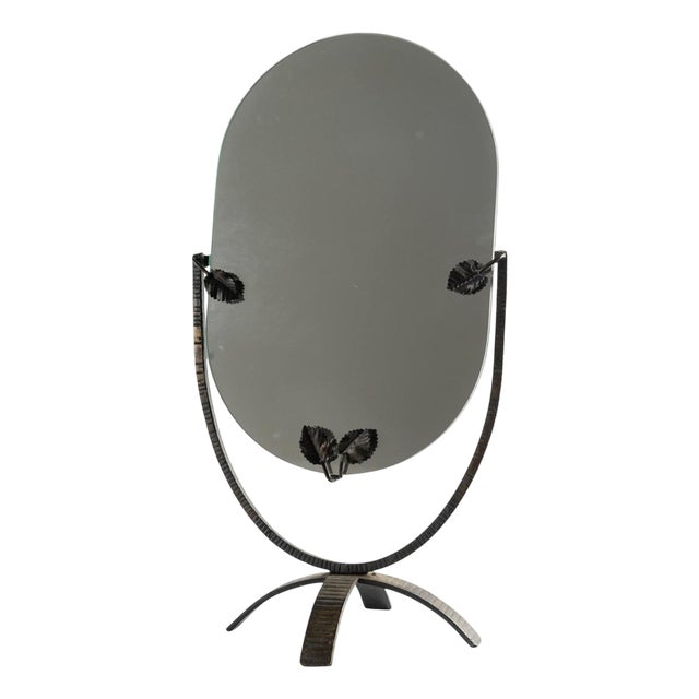 Art Deco Wrought Iron Table Mirror, 1930s For Sale