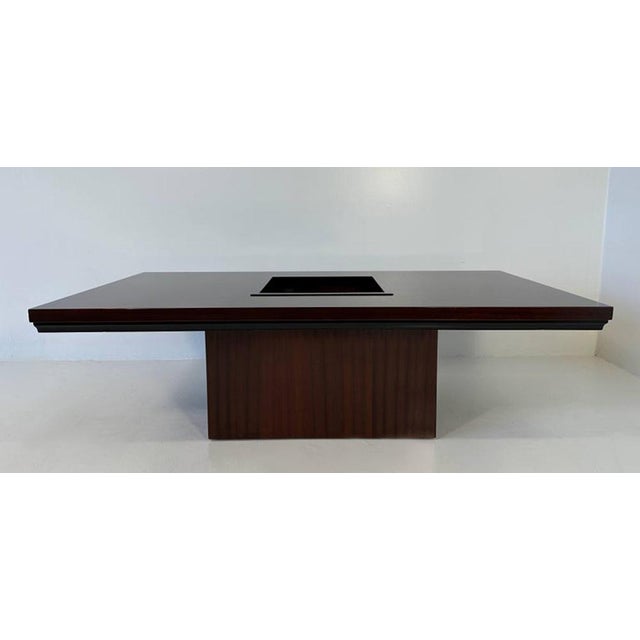 Elegant Art Deco style cocktail table produced in Italy in the 1980s by Longoni, retaining its original metal...