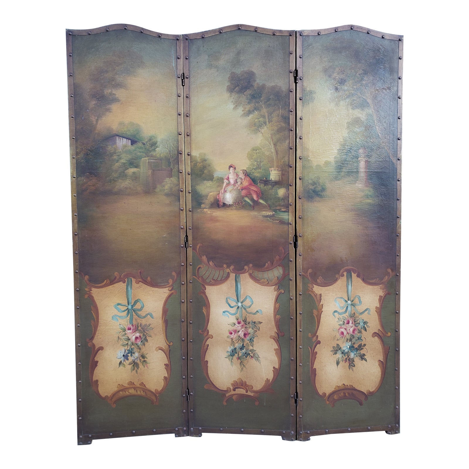 Vintage French Handpainted Screen/Room Divider Chairish