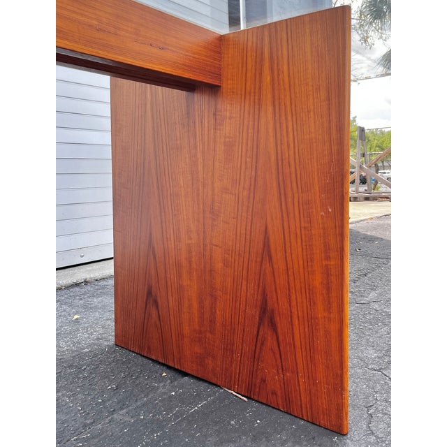 Mid Century Danish Modern Trekanten Dining Table With Oval Edge Glass Top | by Gustav Gaarde For Sale - Image 11 of 15