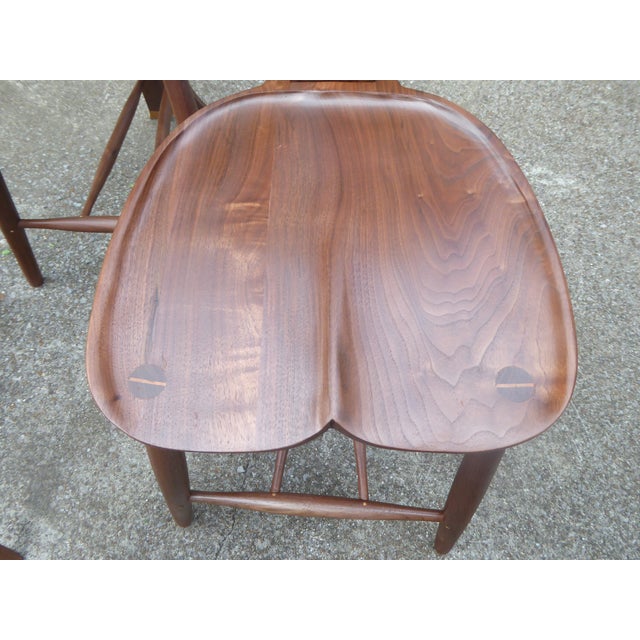 Organic Walnut Counter Stools. Man Cave Boasts. Set of 6 For Sale - Image 10 of 10