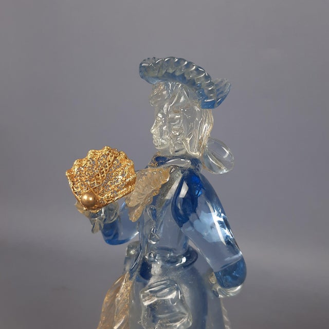 Murano Glass Goldonian Figure with Fan, 1970s For Sale - Image 11 of 16