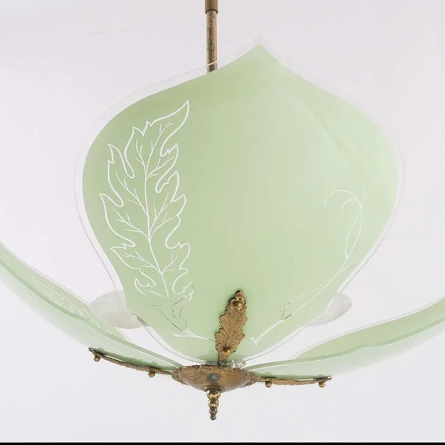 1920s Art Deco Murano Pendant in Golden Brass, 1920s For Sale - Image 5 of 8