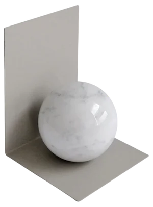 Handmade Metal Bookend with Sphere in White Carrara Marble from Fiam