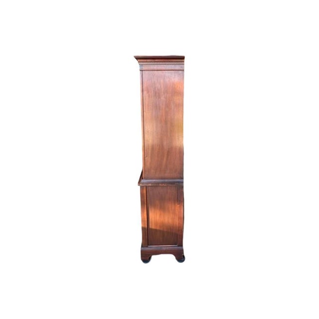 1950s Vintage 1950 Petite Mahogany Breakfront China Hutch For Sale - Image 5 of 14