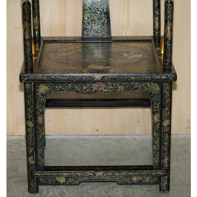 Chinese Ming Style Lacquered & Painted Armchair, 1900s For Sale - Image 4 of 18