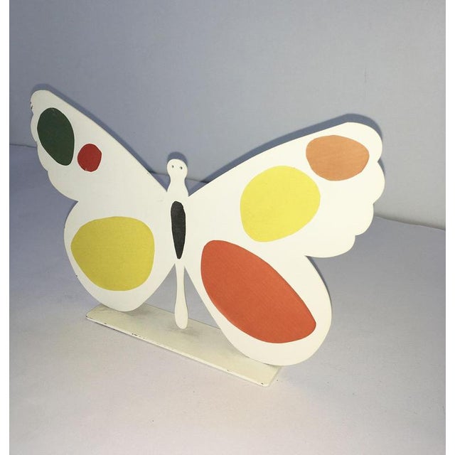 Metal Painted White Metal Sculpture of Butterfly by Bruno Chersicla, 1980 For Sale - Image 7 of 15