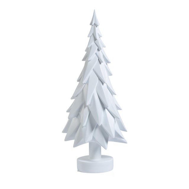 Patrice White Decorative Tabletop Spruce Tree, Large For Sale