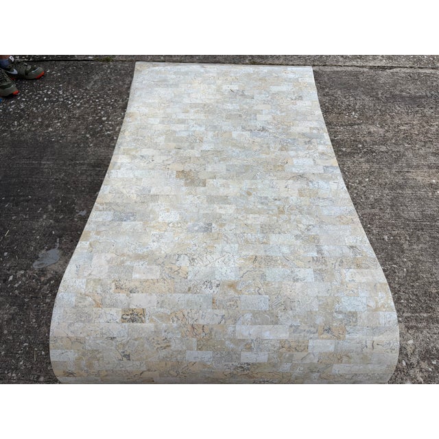 1980s Maitland-Smith Tessellated Travertine Scroll Cocktail Table For Sale - Image 13 of 13