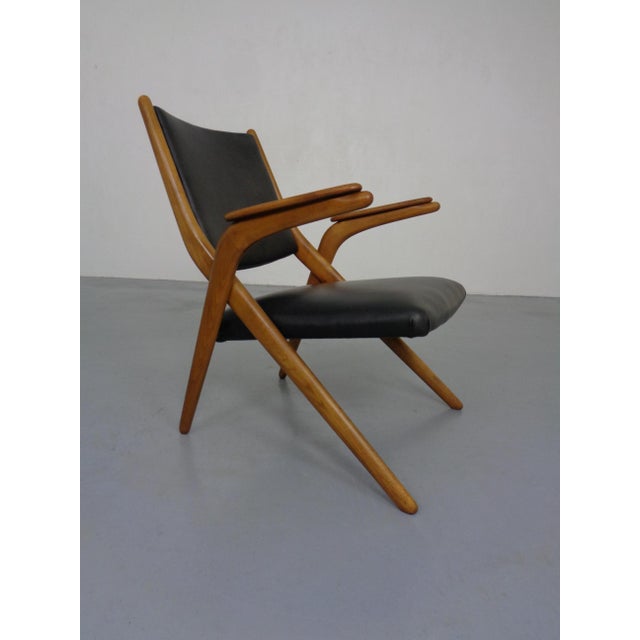 Boomerang Chair in Beech & Leather by Louis Van Teeffelen for Wébé Furniture, Netherlands, 1960s For Sale - Image 4 of 18
