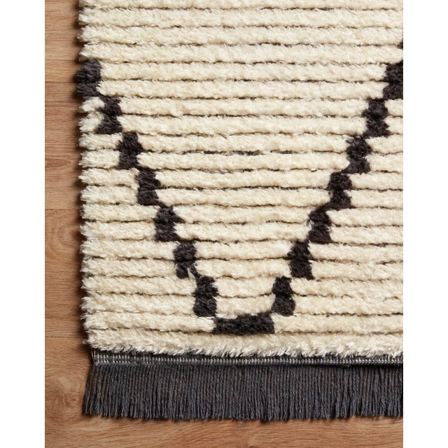 Loloi Rugs Chris Loves Julia x Loloi Alice Rug Cream / Charcoal Diamond 5'-2" x 7'-6" Area Rug For Sale - Image 4 of 5