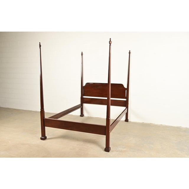 English Harden Georgian Carved Solid Cherry Wood Queen Size Poster Bed For Sale - Image 3 of 11