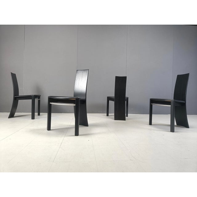 Vintage Curved Wooden Dining Chairs, 1980s, Set of 4 For Sale - Image 4 of 12