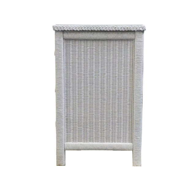 Lexington / Henry Link Country Cottage Style 30" White Wicker Three Drawer Nightstand 477-513 For Sale - Image 12 of 13