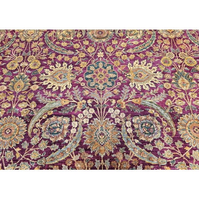Vintage Oversize Kerman Design Rug in Royal Purple, Green, Cream, Gold, Blue For Sale - Image 12 of 15