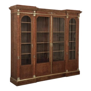 19th Century French Louis XVI Mahogany and Burl Bookcase by Maison Lalande of Paris For Sale