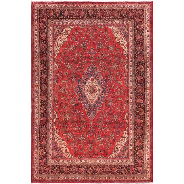 Persian Vintage Kashan Red/Brown Wool Rug - 9'0'' X 11'10'' For Sale - Image 10 of 10