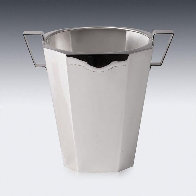 1920s Vintage Italian Silver Octagonal Champagne Bucket, 1930 For Sale - Image 5 of 10