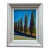 Vintage European Oil Cypress Trees in the Sun, Framed For Sale