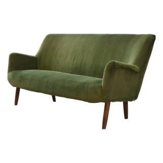 Vintage Green Velvet Sofa, 1960s For Sale