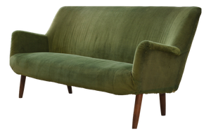 Vintage Green Velvet Sofa, 1960s