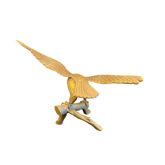 Mid-Century Modern 1950s Brass Eagle Statue For Sale - Image 3 of 4