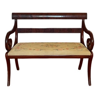 Antique Mahogany Empire Style Settee For Sale