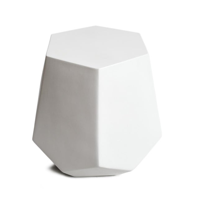 Outdoor White Hexagon Side Table | Chairish
