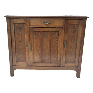 Vintage Mission Solid Oak Server Art & Craft Style Sideboard Attributed For Sale