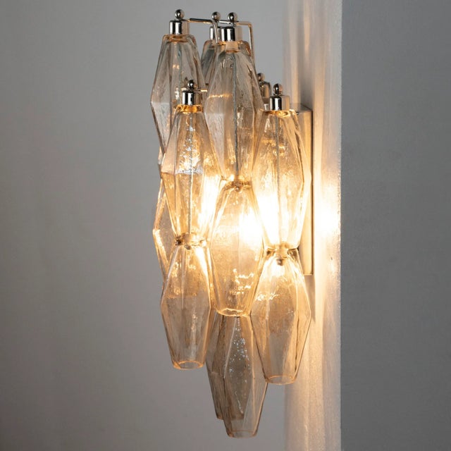 Mid-Century Modern Wall Sconce in Smoky Poliedri Murano Glass, Italy, 1990s For Sale - Image 3 of 11